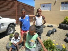 Handsome physically fit orphans on the playground in South Africa orphanage for AIDS victims